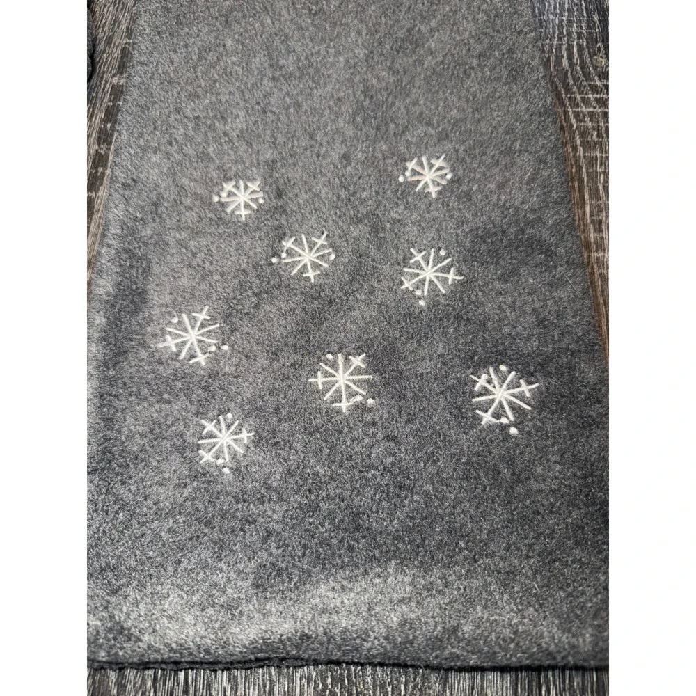 Girls Winter Scarf and‎ Gloves Set Charcoal Gray Snowflake Embroidered Fleece